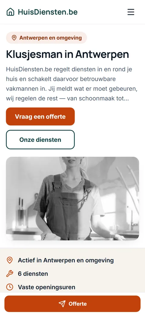 Homepage op een gsm
